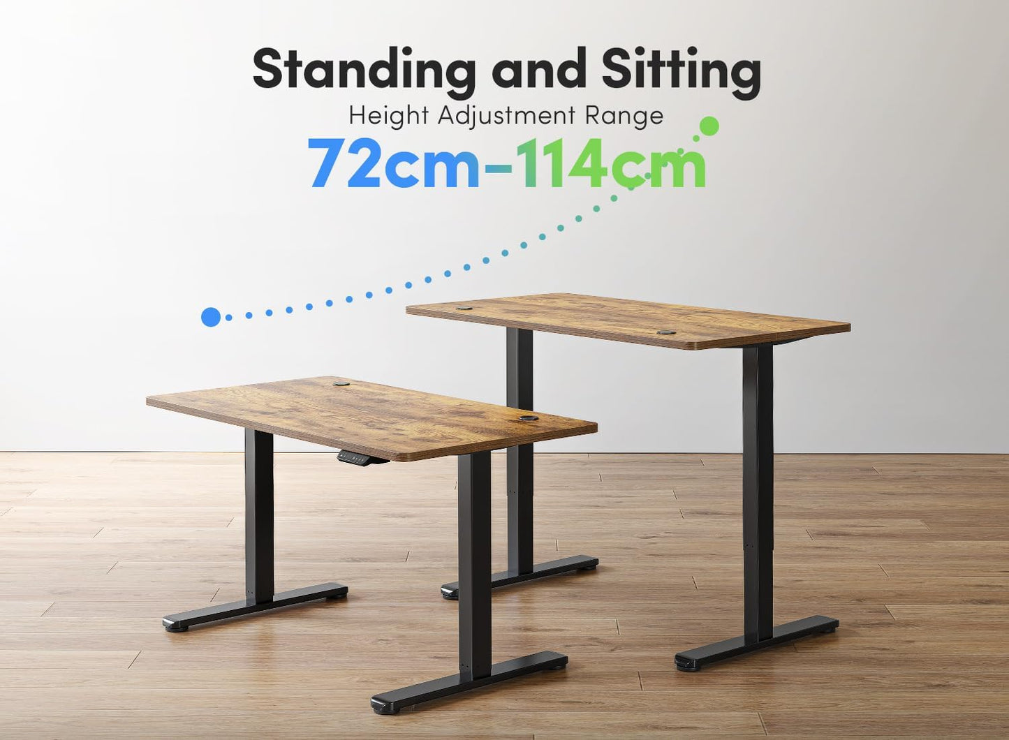 Electric Standing Desk, 48 X 24 Inches Height Adjustable Stand up Desk, Sit Stand Home Office Desk, Computer Desk, Rustic Brown
