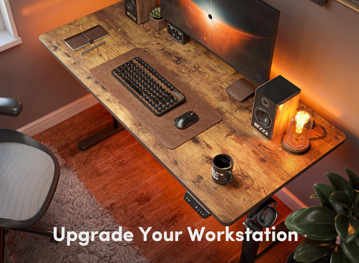 Electric Standing Desk, 48 X 24 Inches Height Adjustable Stand up Desk, Sit Stand Home Office Desk, Computer Desk, Rustic Brown